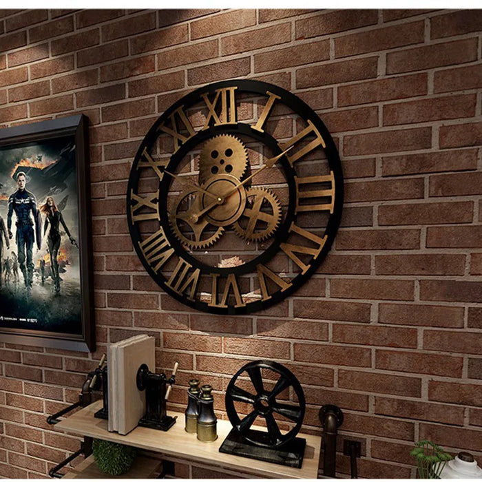 Vintage Metal Wooden Wall Clock - Reclaimed Wood