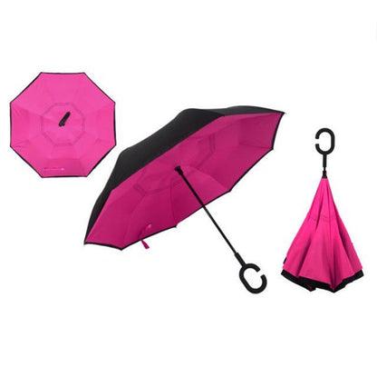 Windproof Reversible Handsfree Compact Umbrella