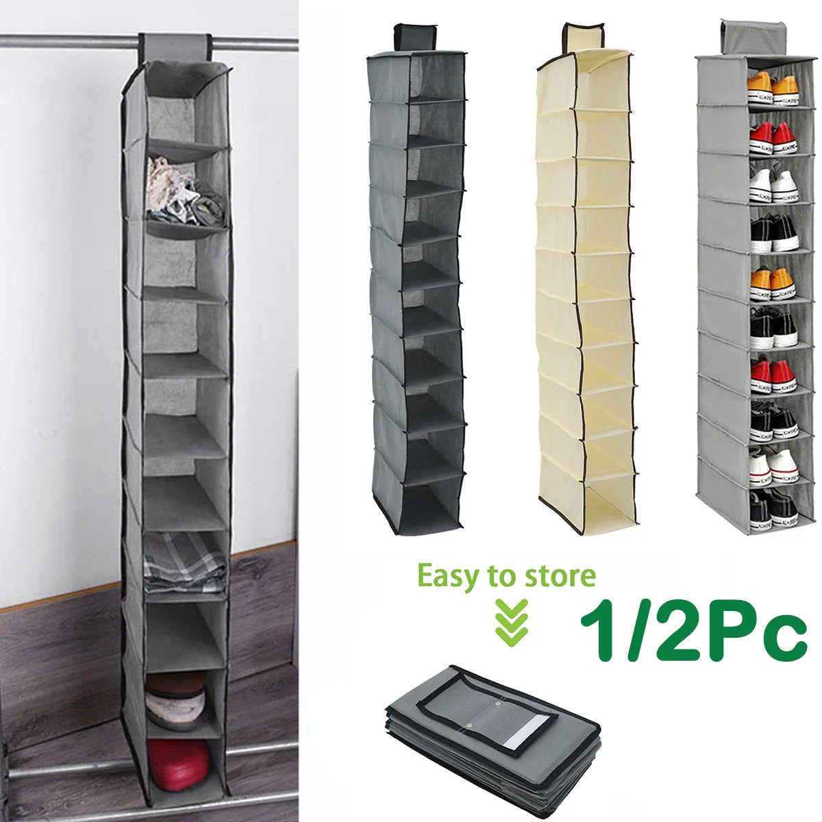 Collapsible Closet Storage Organizer for Shoes & Clothes