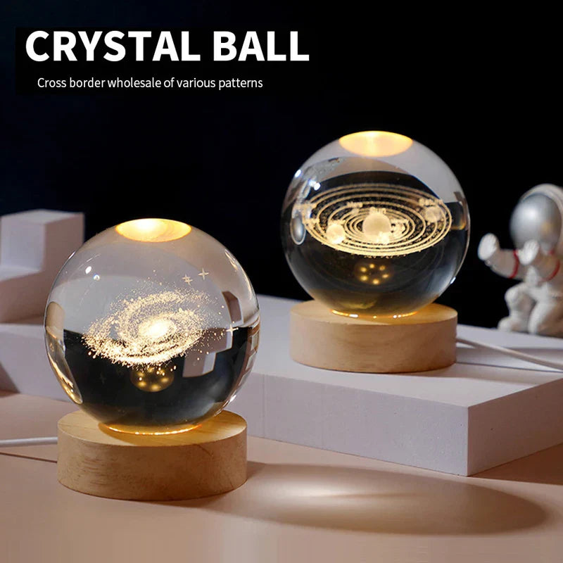 Colorful Galaxy Night Lamp | LED Crystal Ball with Starry Design