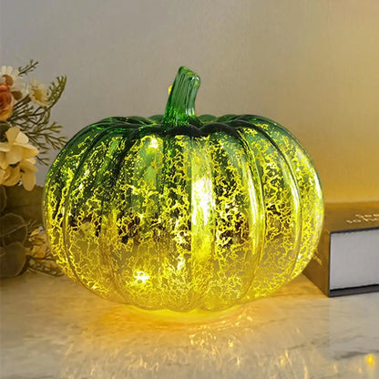 Warm Glass Pumpkin LED Decor for Fall & Halloween