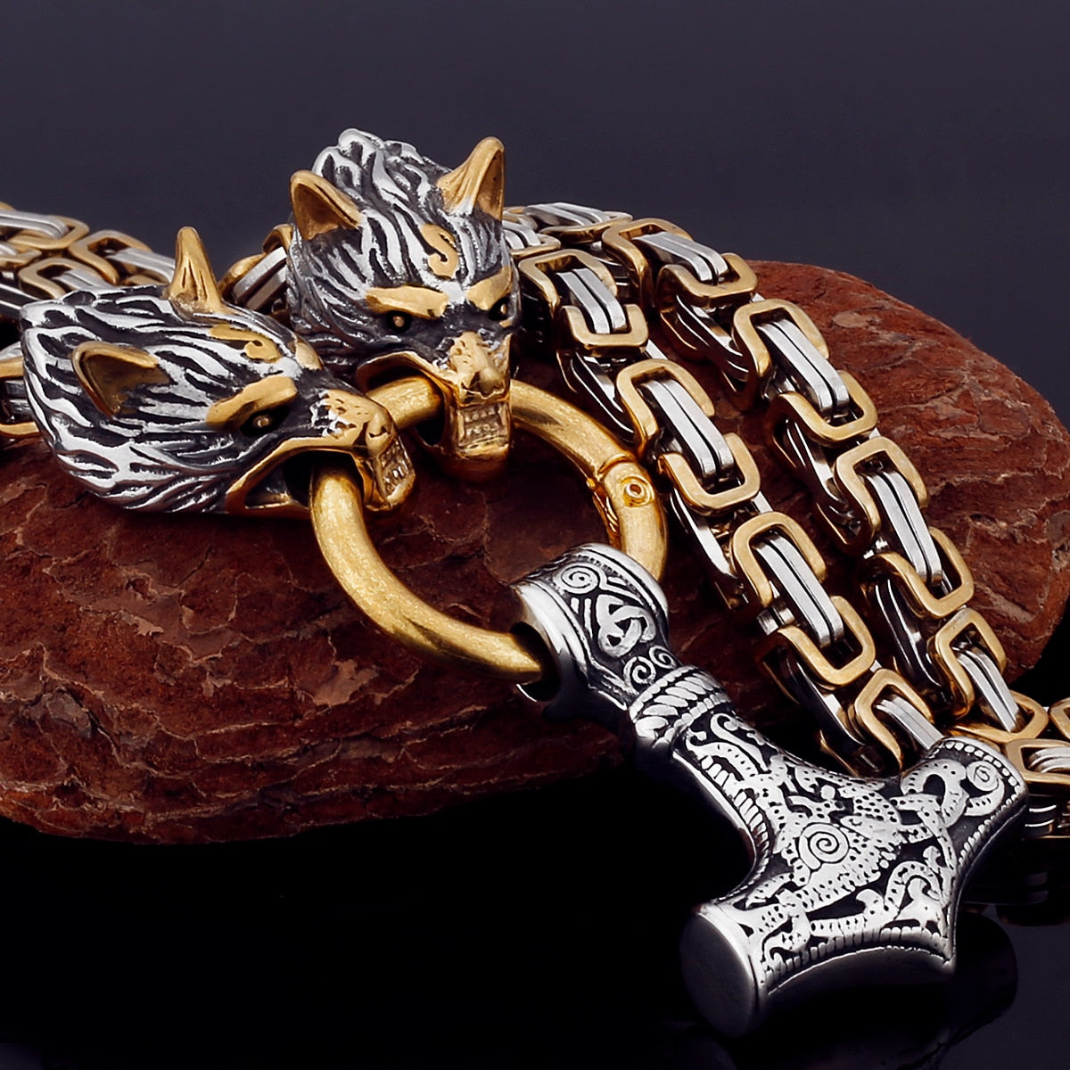 Strong Viking Wolf Pendant Stainless Steel Necklace