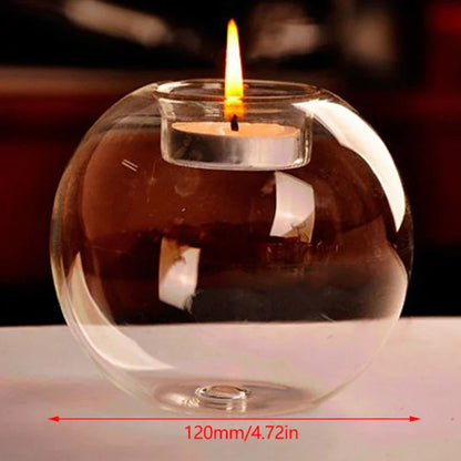 Clear Glass Tea Light Candle Holder Round