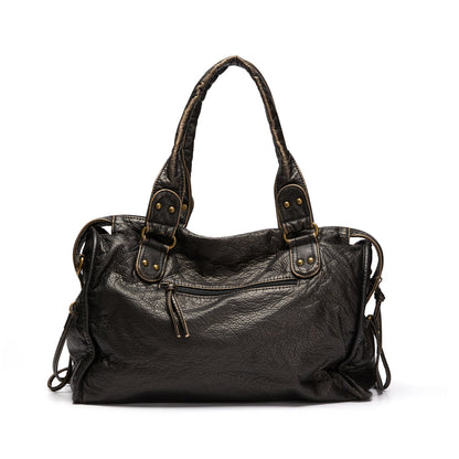 Luxury Black Genuine Leather Tote Bag