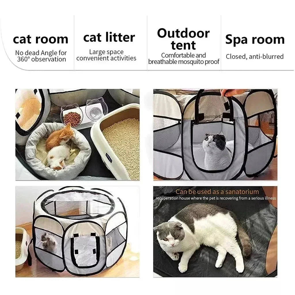Collapsible Pet Playpen Tent for Cats and Small Dogs