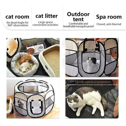 Collapsible Pet Playpen Tent for Cats and Small Dogs