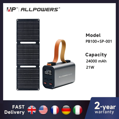 Portable Solar Charger 24,000mAh Power Bank Set