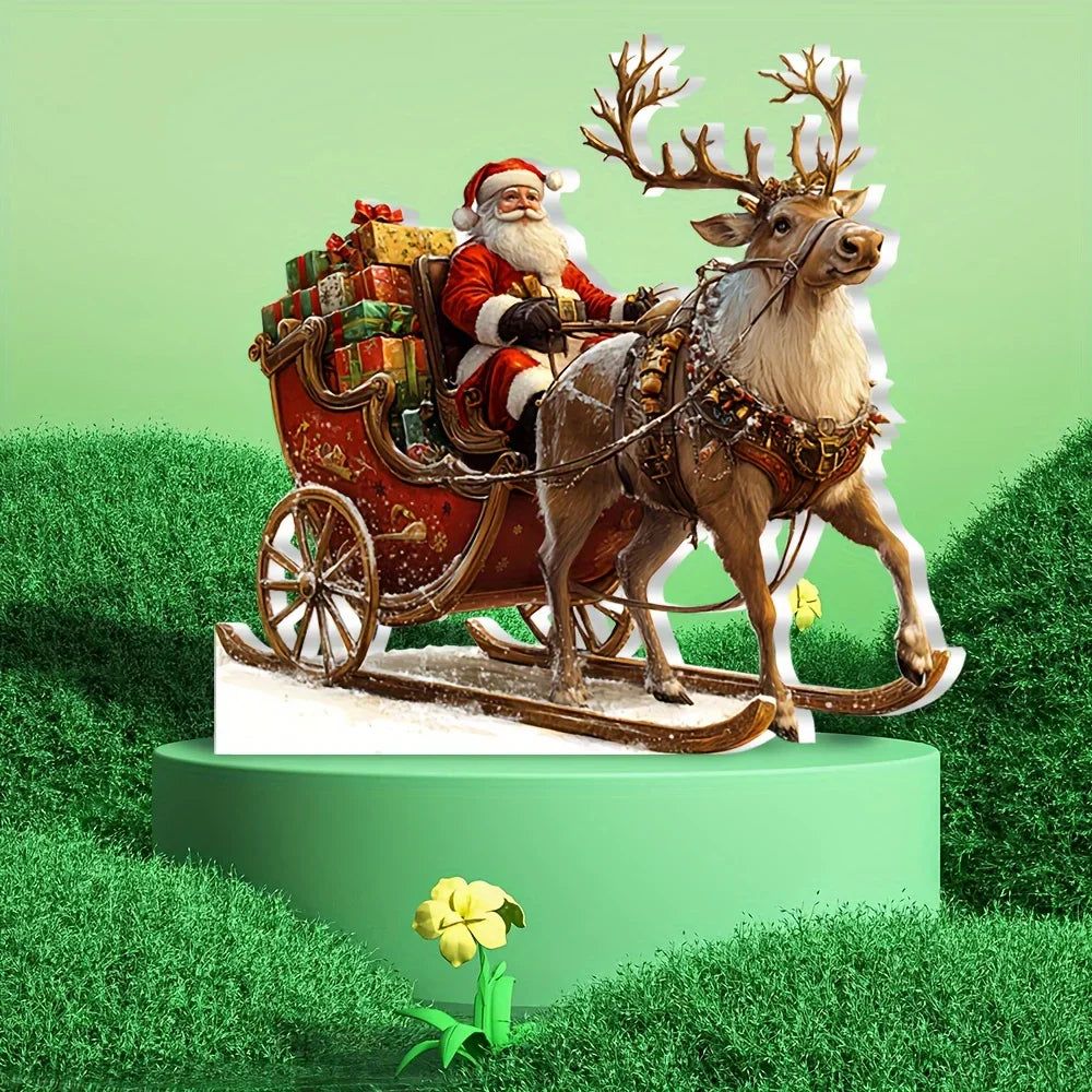 Santa Claus Reindeer Sleigh Christmas Decor figure