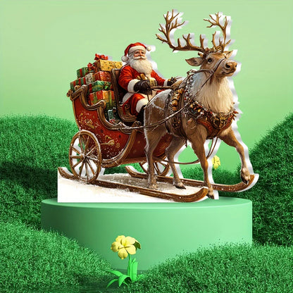 Santa Claus Reindeer Sleigh Christmas Decor figure
