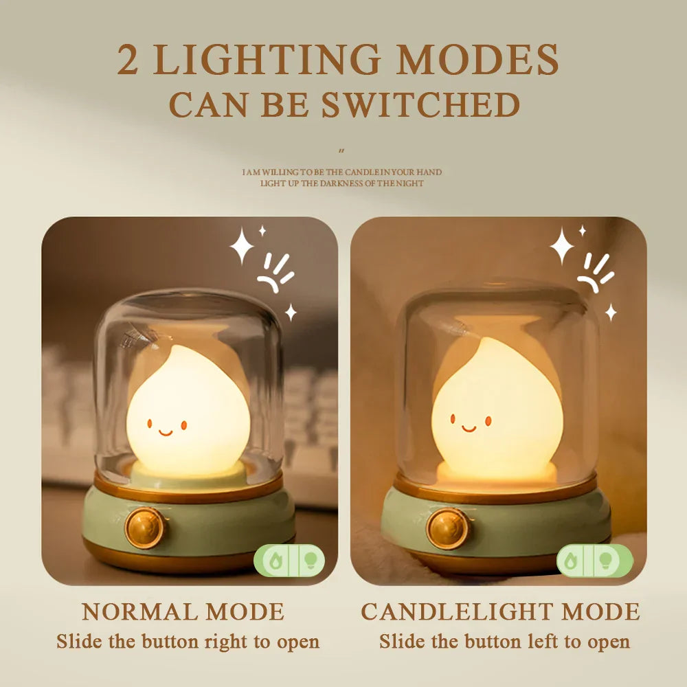 Cozy LED Nightlight | Vintage Oil Lamp Style | USB Powered
