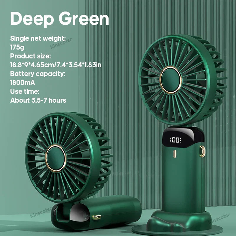Compact 3-in-1 Portable Fan with LED Screen