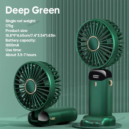 Compact 3-in-1 Portable Fan with LED Screen