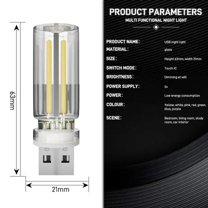Colorful Glass Table Lamp with USB Touch Dimmer