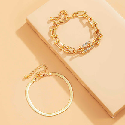 Elegant 2 Piece Bracelet Set in Gold or Silver