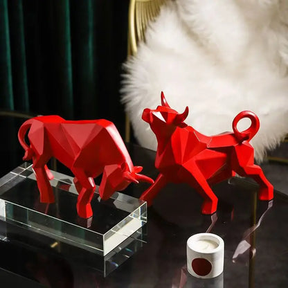 Stylish Bull Figurine Modern Resin Decor 35cm