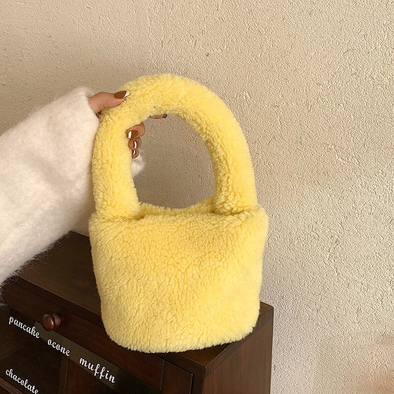 Soft Mini Plush Bucket Handbag