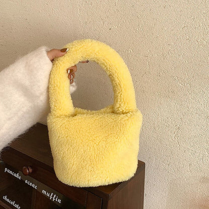 Soft Mini Plush Bucket Handbag