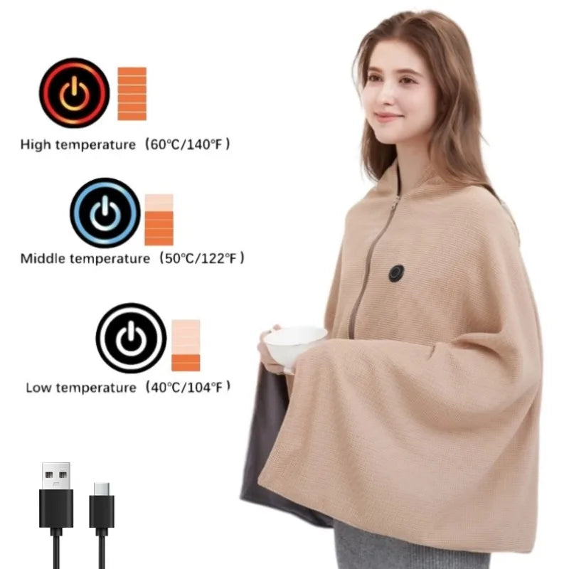 Soft Wearable Electric Heating Blanket with 3 Heat Settings