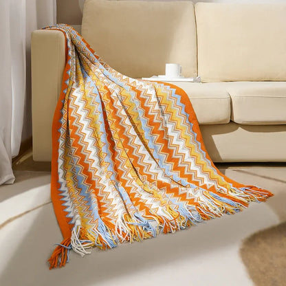 Cozy Fringe Throw Blanket Rustic Red Plush