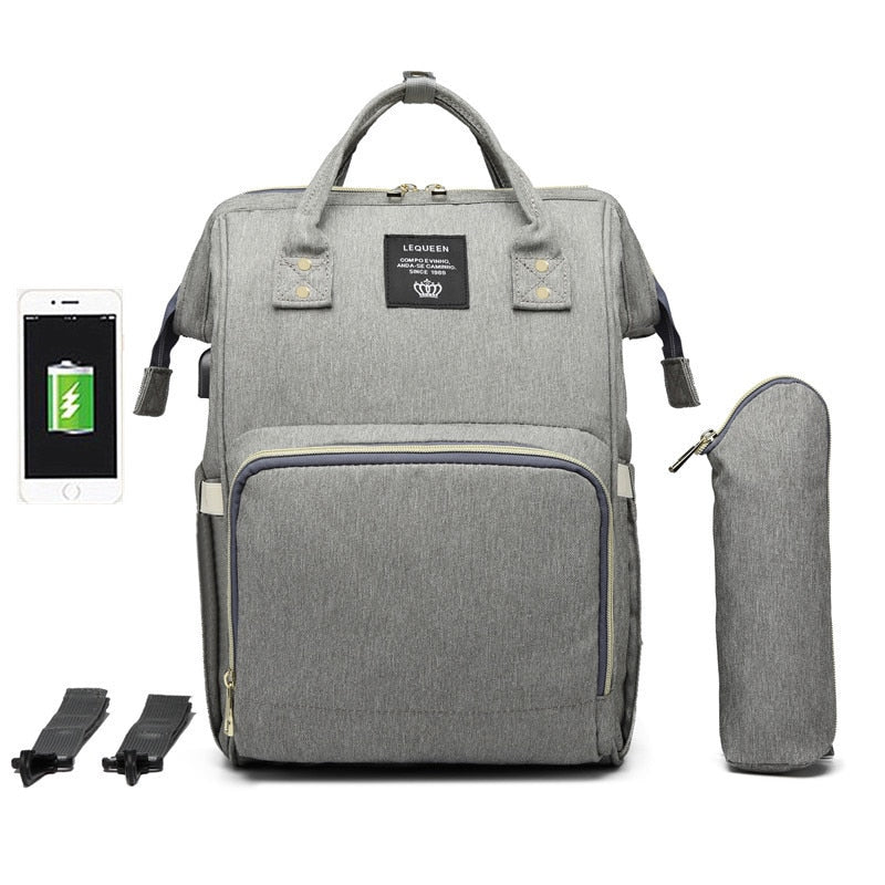 Spacious Portable USB Baby Diaper Bag Backpack