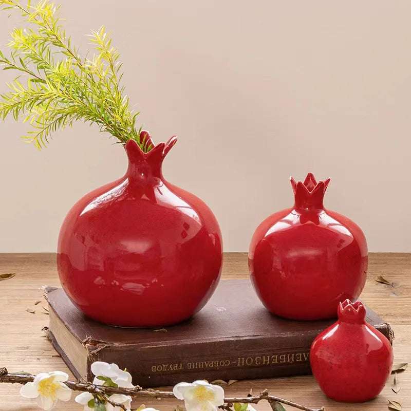 Decorative Red Fruit Ceramic Vase