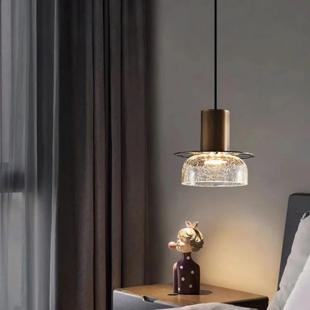 Unique Crackled Glass Pendant Light Fixture