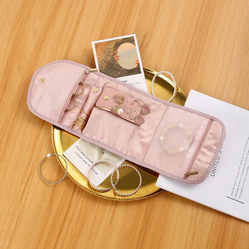 Portable Travel Jewelry Roll Up Pouch