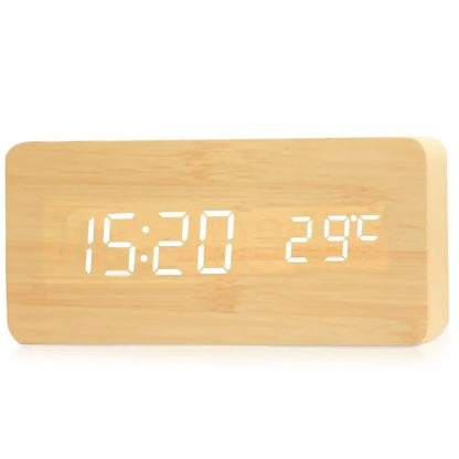 Rustic Wooden LED Desk Clock