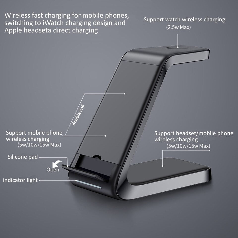 Compact 3 in 1 Wireless Charging Station