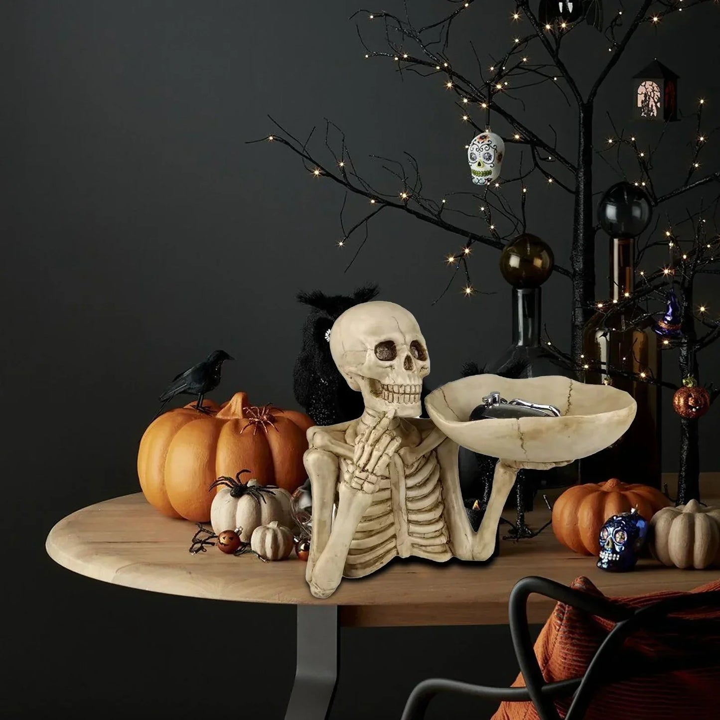 Spooky Skull Resin Serving Tray