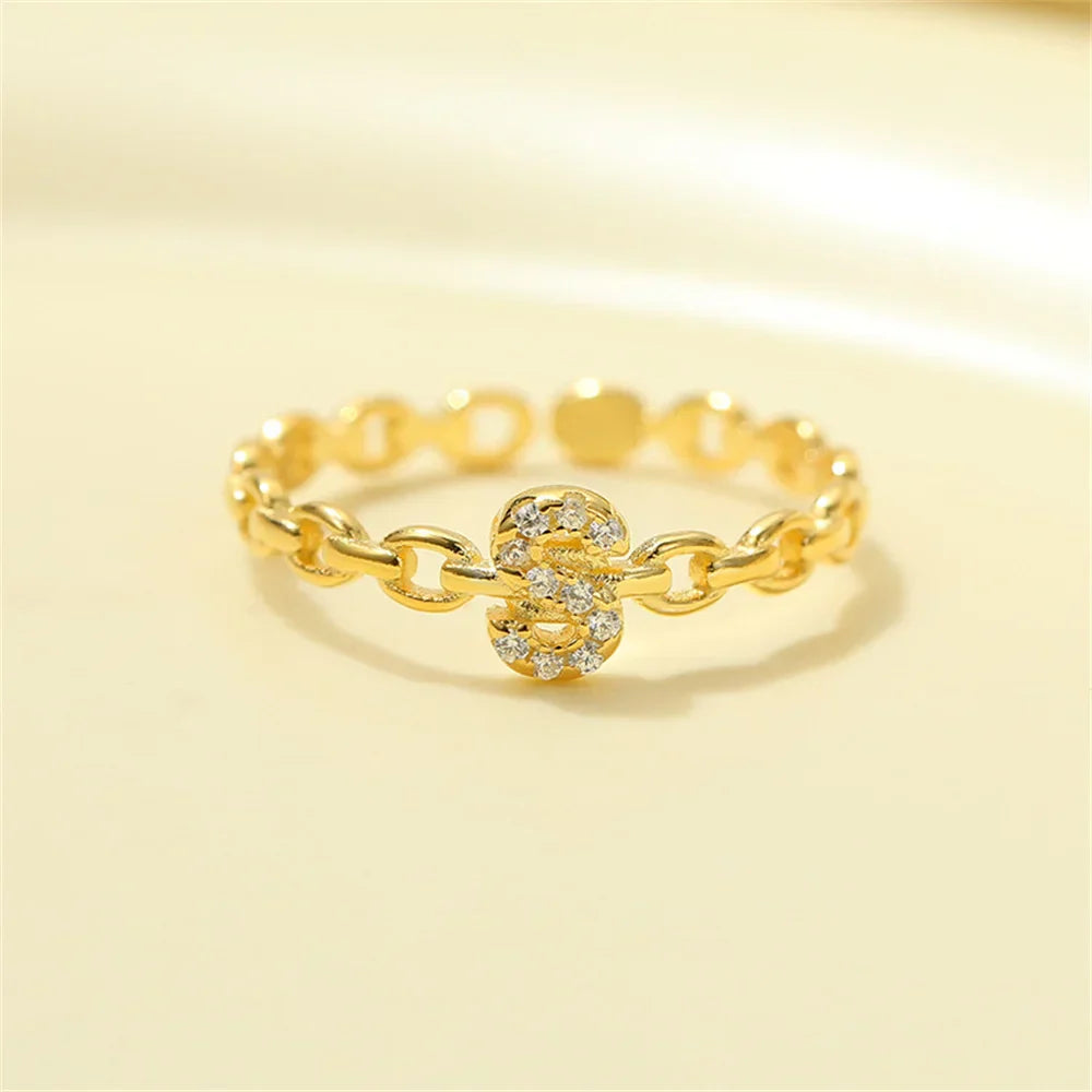 Delicate Diamond Initial Letter Ring