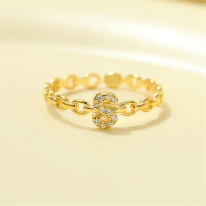 Delicate Diamond Initial Letter Ring