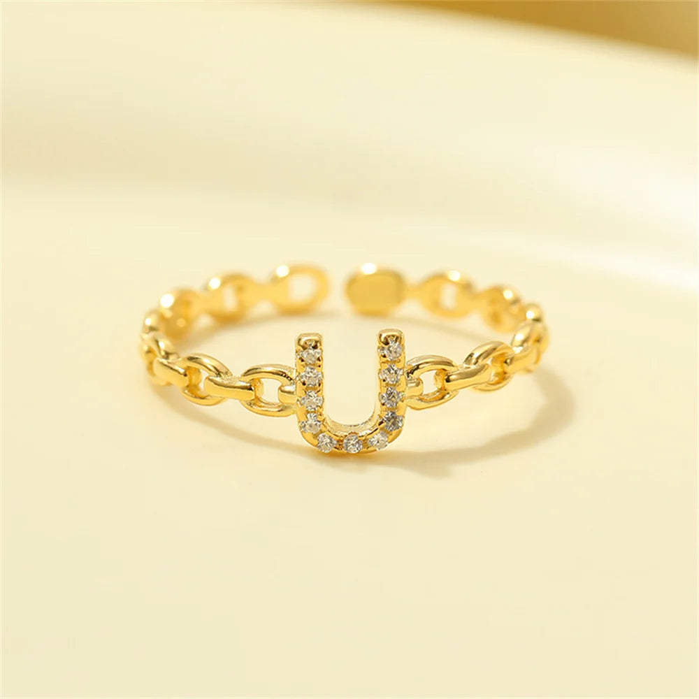 Delicate Diamond Initial Letter Ring