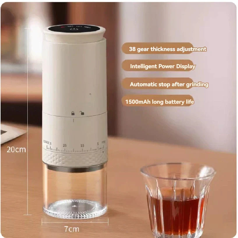 Compact Electric Coffee Grinder - Rechargeable Burr Mill