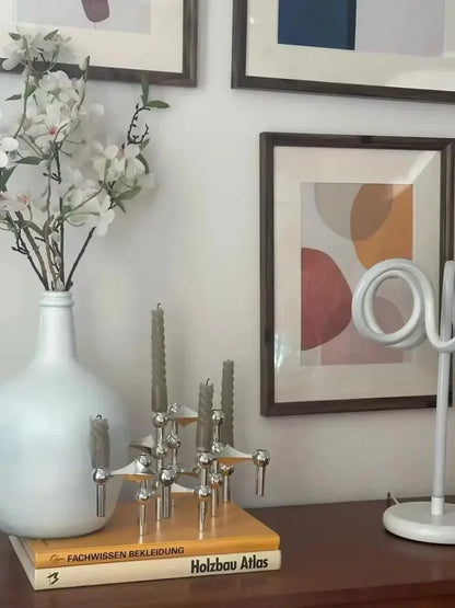 Contemporary Metal Candle Holder – Sleek Silver Candle Stand