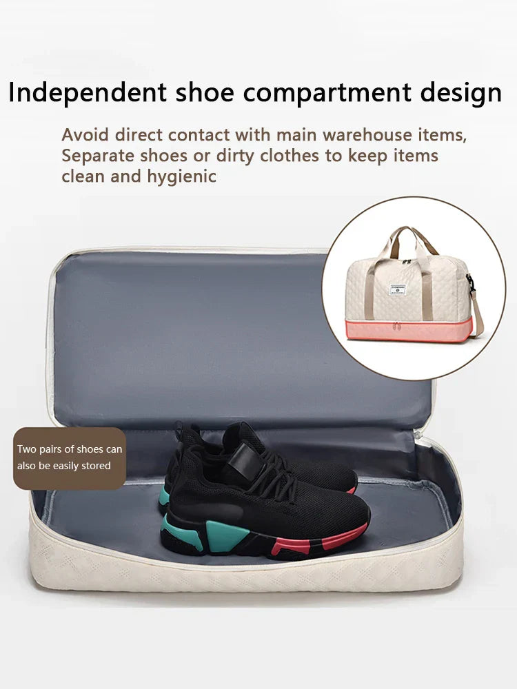 Portable Travel Duffel Bag with Separate Shoe Pocket