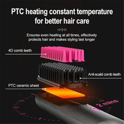 Ceramic Wireless Rechargeable Hair Straightening Brush