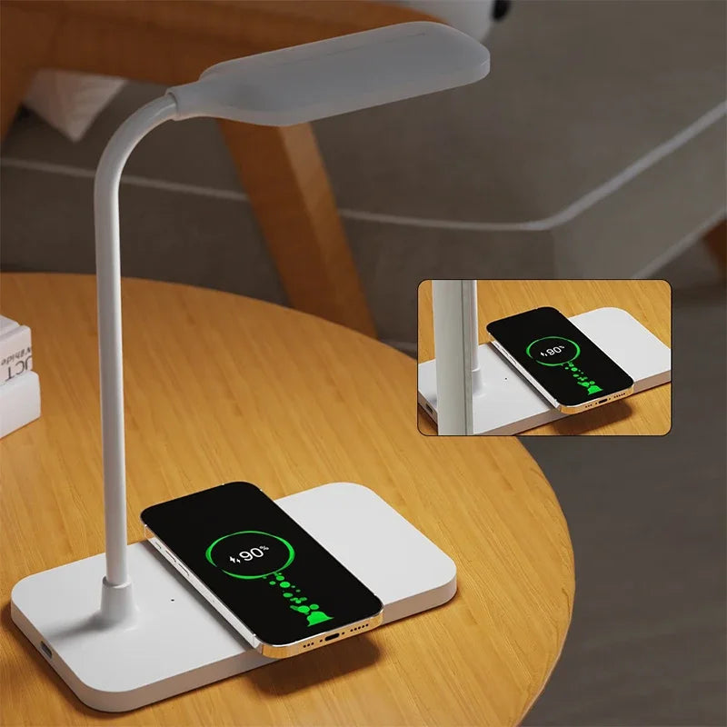 Stylish LED Desk Lamp with Wireless Charger & USB