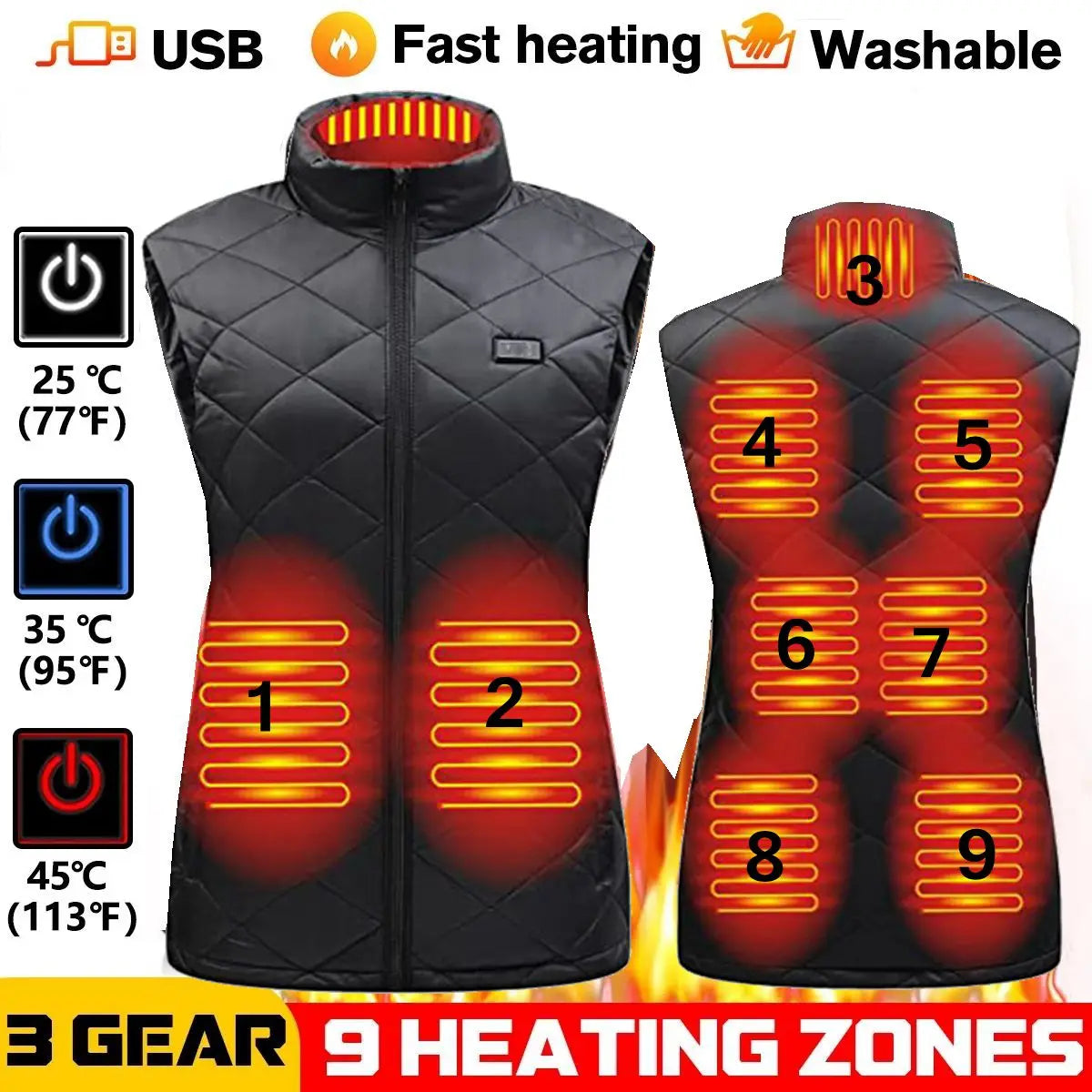 Warm Women's Heated Vest with USB Charging - Befez