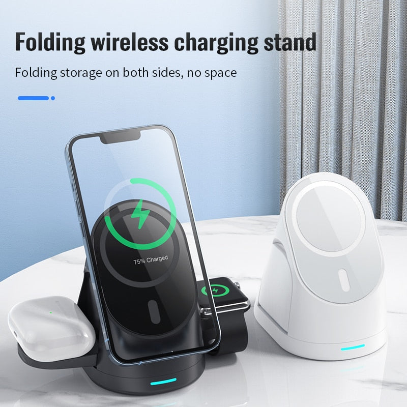 Compact 3in1 Wireless Charging Station Dock