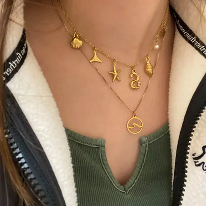 Customized Seashell Monogram Pendant Necklace