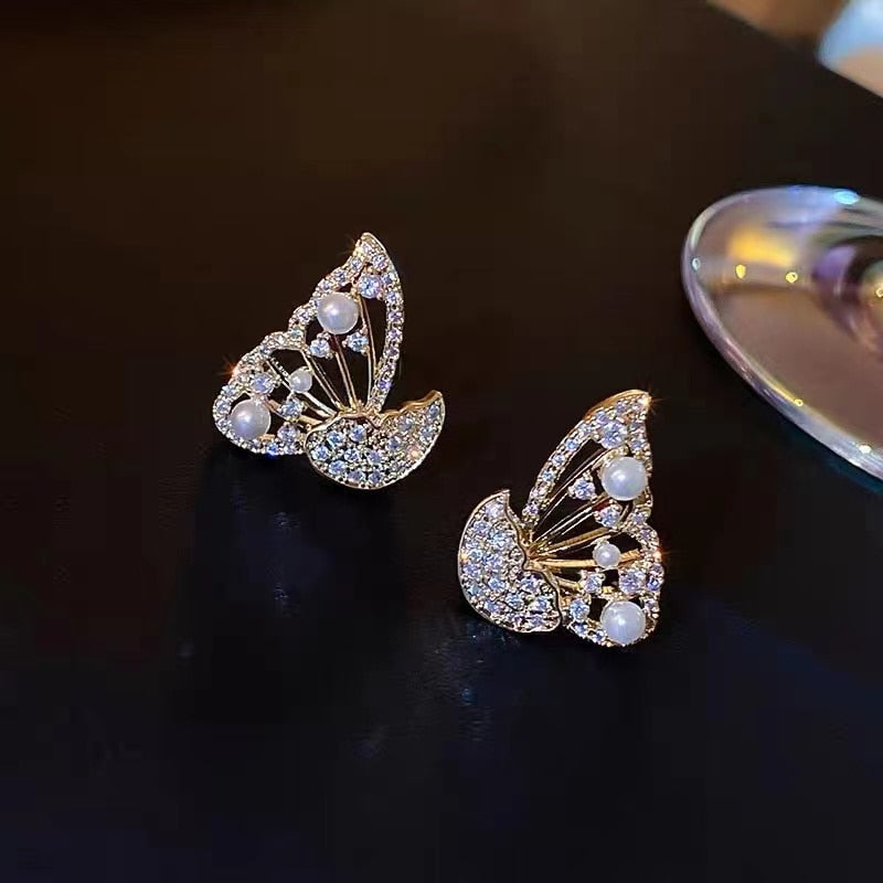 Sparkly Zircon Drop Earrings Korean Fashion Style