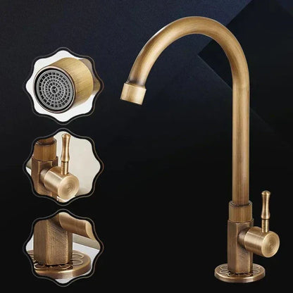 Vintage Kitchen Faucet with Elegant Swan Neck Spout