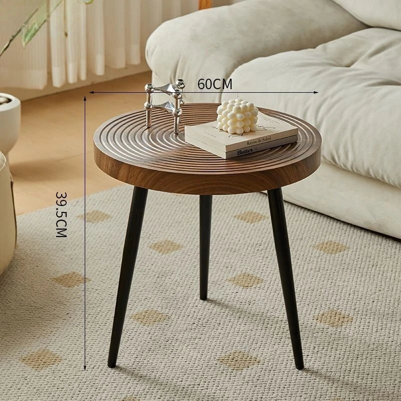 Round Wood Coffee Table Minimalist Living Room Furniture