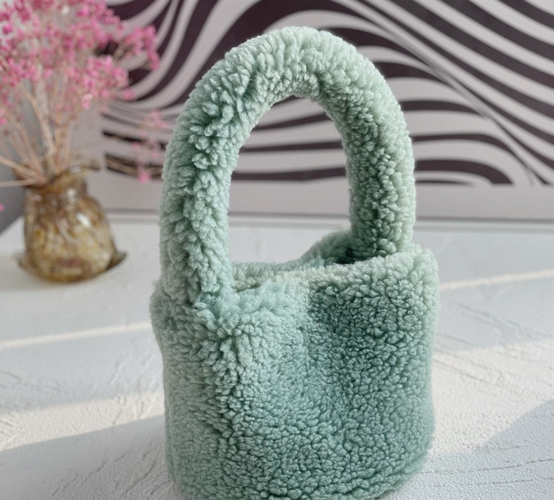 Soft Mini Plush Bucket Handbag