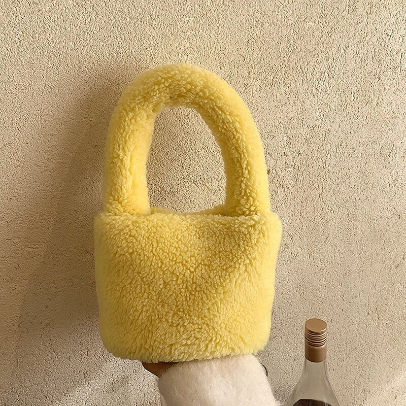Soft Mini Plush Bucket Handbag