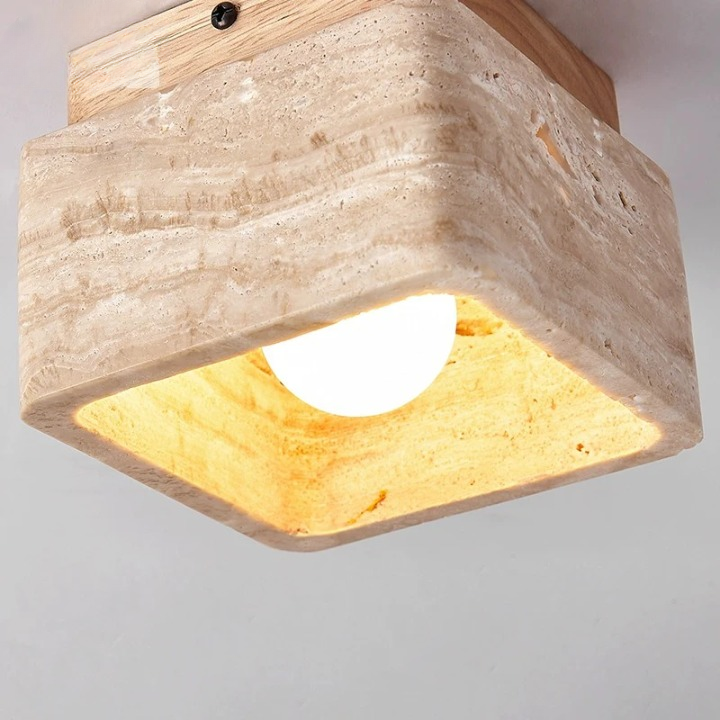 Modern Stone Wood LED Ceiling Light