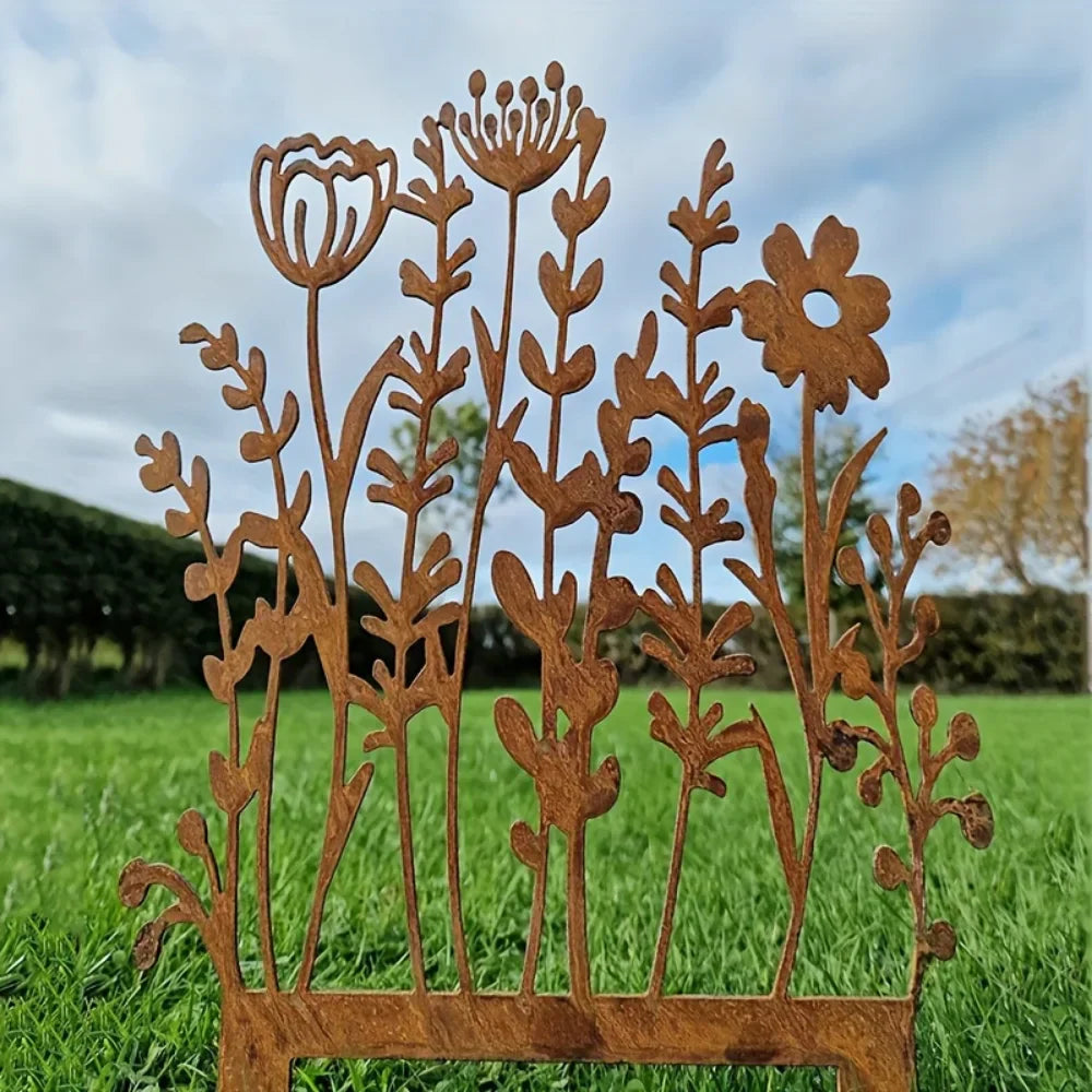 Rustic Metal Wildflower Garden Decoration Stake