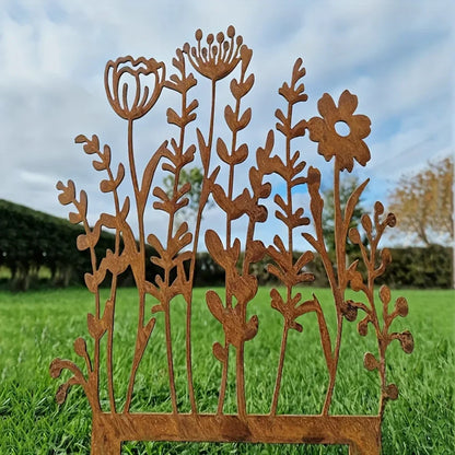 Rustic Metal Wildflower Garden Decoration Stake