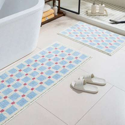 Soft Plush Grid Bathroom Rug